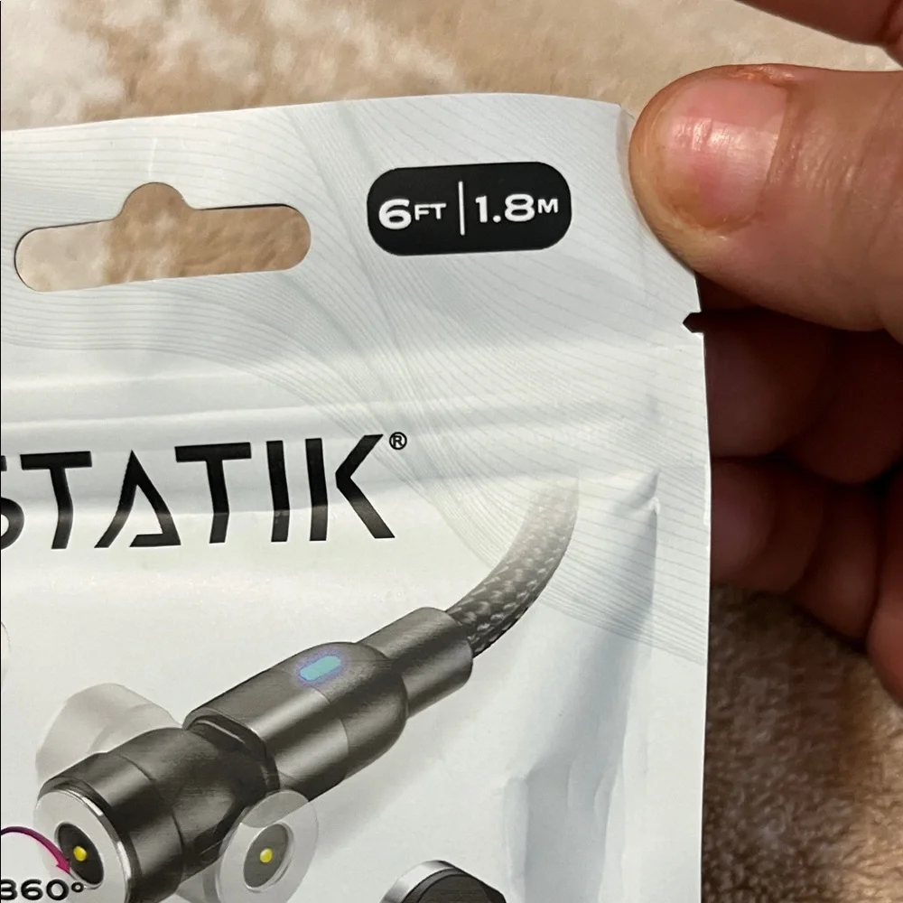 Statik Universal Black Magnetic Charging Cable with 360-Degree Connectors